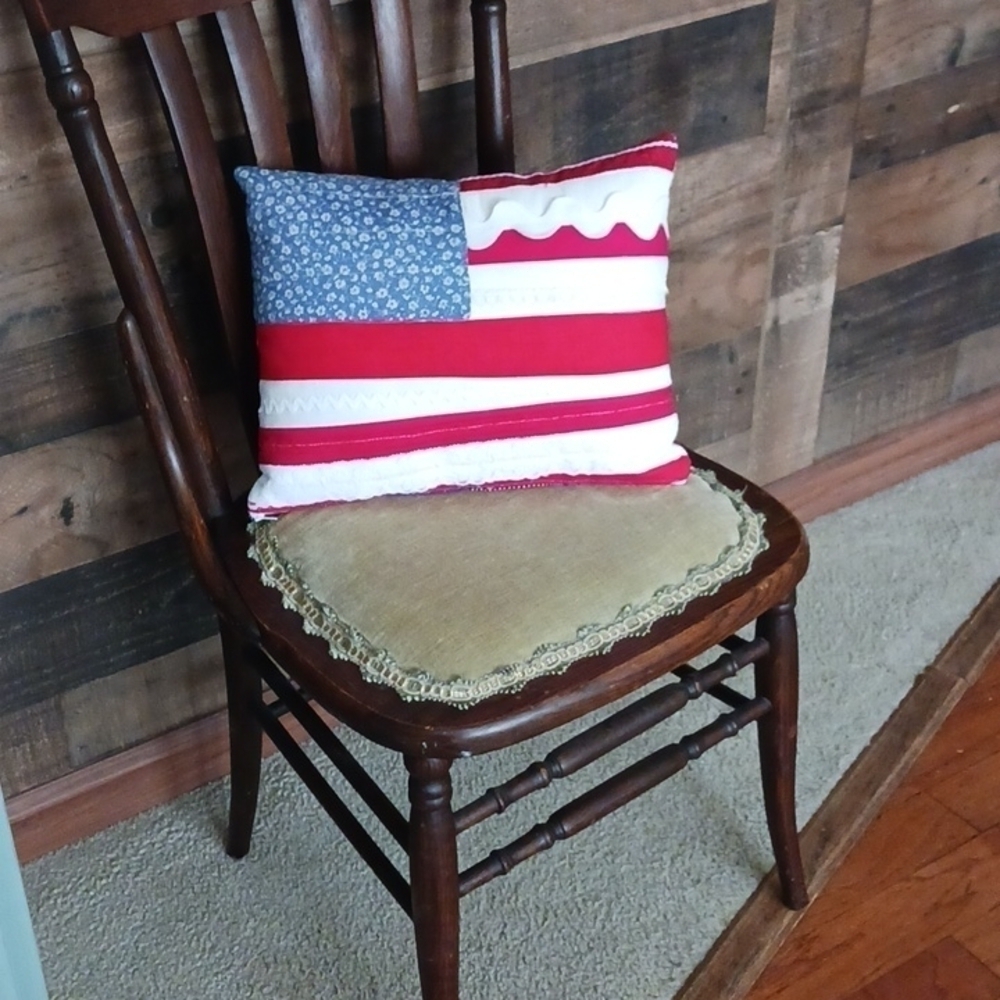 American Flag Inspired Red White and Blue Accent Pillow - Picture 8 of 8